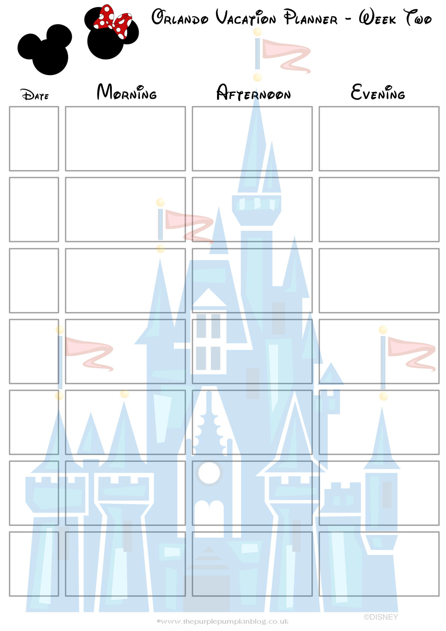 Orlando, Walt Disney World Vacation Planner | Free Printable » The