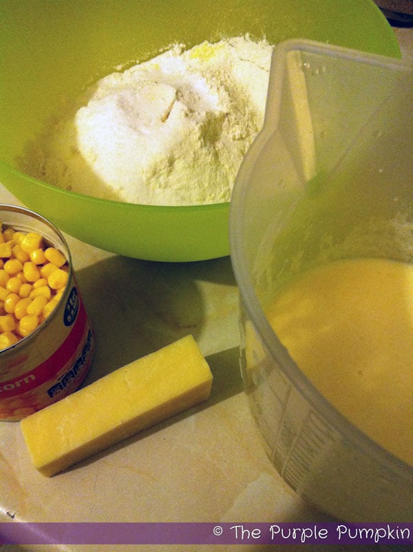 Ingredients for cheesy cornbread