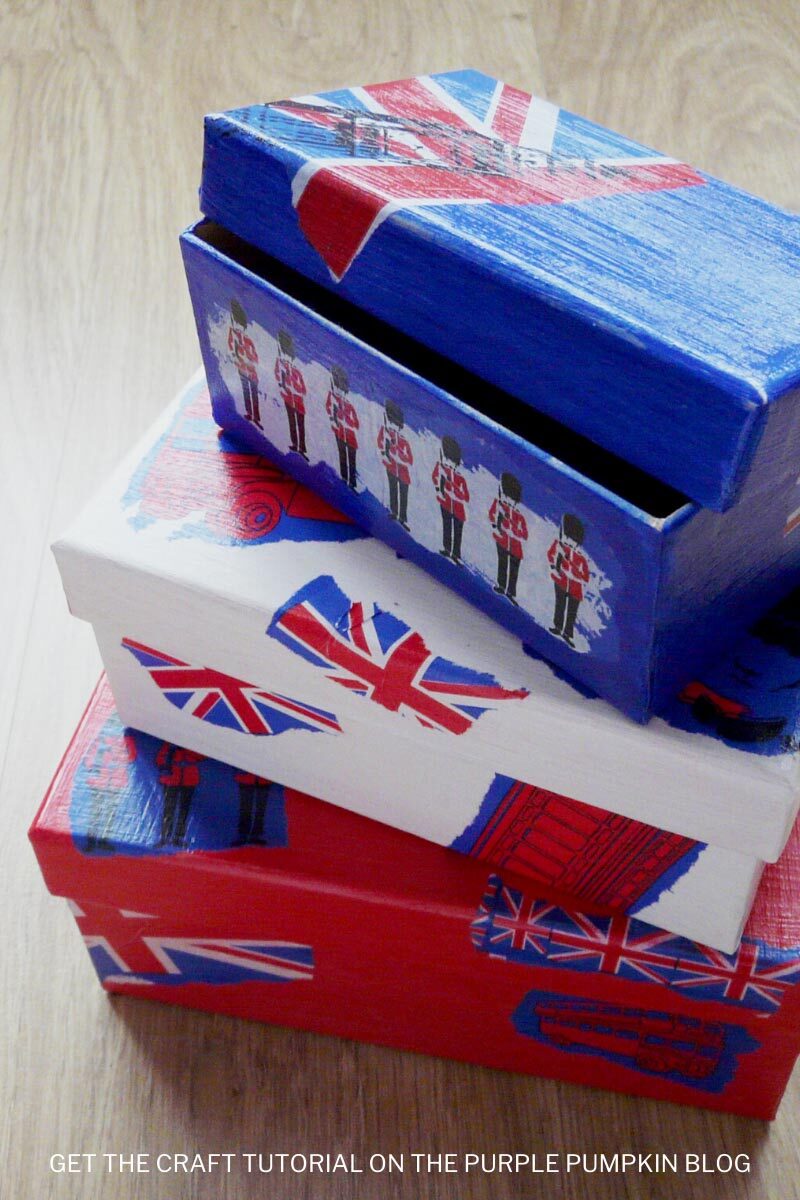 Red White and Blue Decoupage Boxes Craft