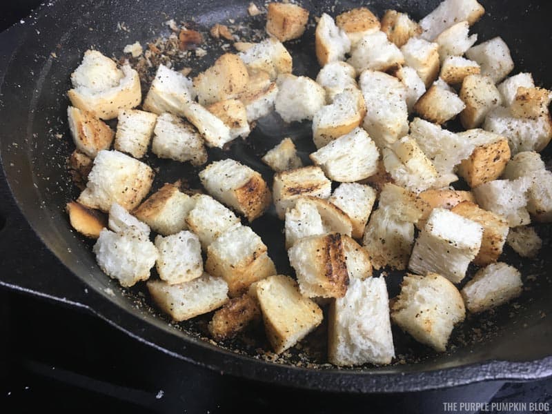 Making Croutons in a Skillet