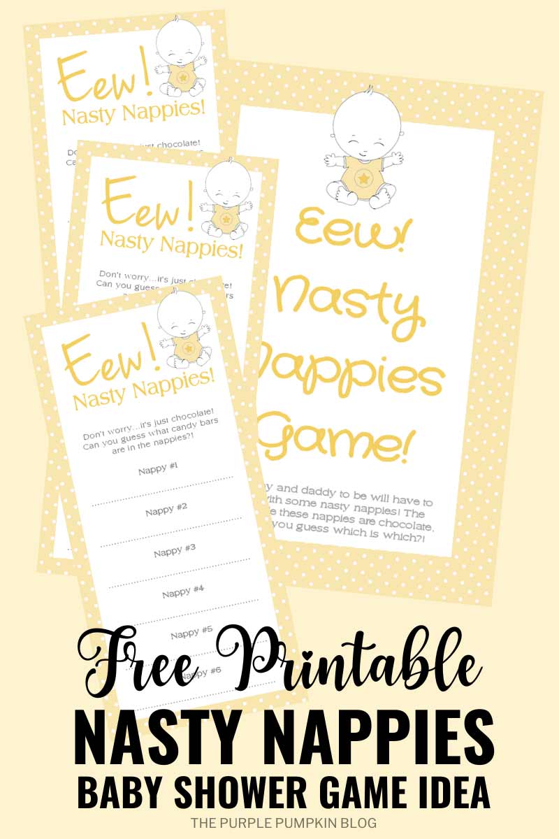 Free Printable Nasty Nappies Baby Shower Game Idea