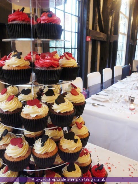 Black and Red Heart Wedding Cupcakes
