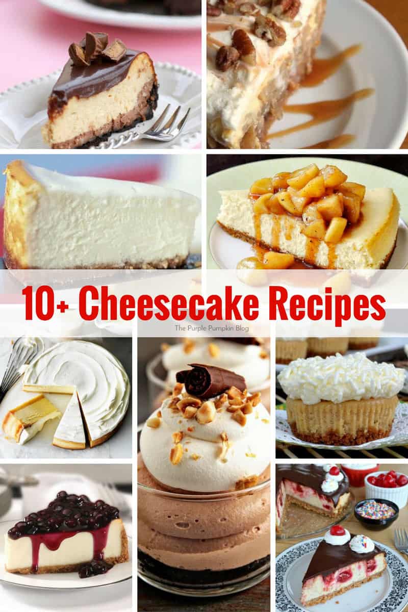 10 Cheesecake Recipes - a yummy mix of different cheesecakes - baked and no-baked, with different toppings and fillings!