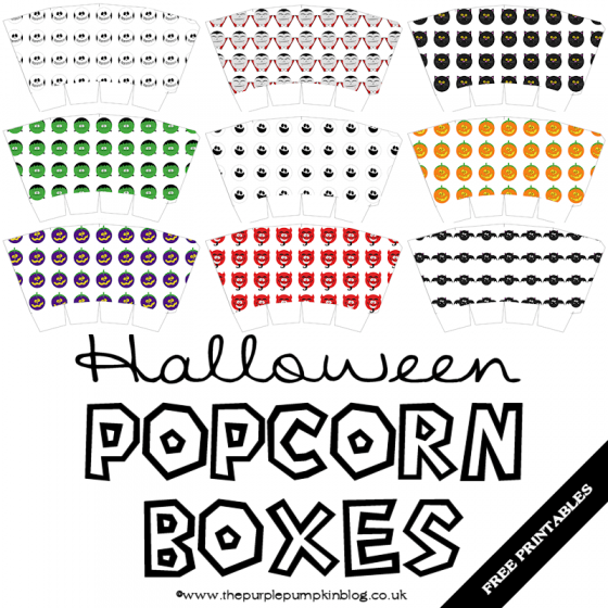Halloween Popcorn Boxes - Free Printables | #Crafty October