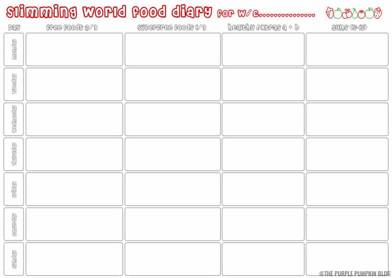Slimming World Food Diary Printable | Meal Planner » The Purple Pumpkin ...