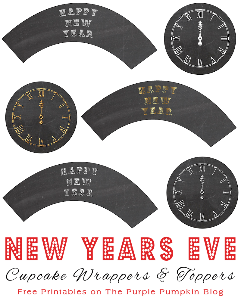 New Years Eve Cupcake Wrappers and Toppers
