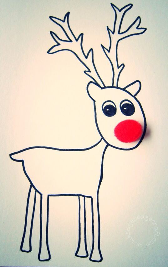 Pompom Reindeer Christmas Card