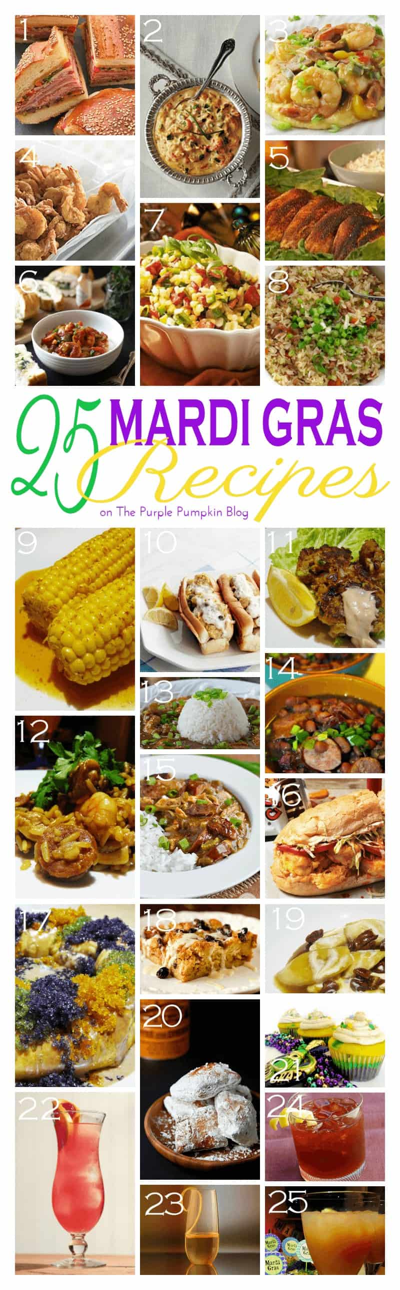 25 Mardi Gras Recipes on The Purple Pumpkin Blog