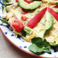 Chicken + Roasted Pepper Omelette with Avocado
