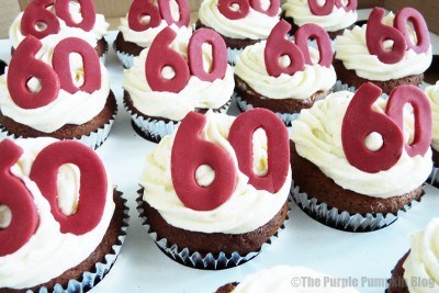 Red and White 60th Birthday Cupcakes