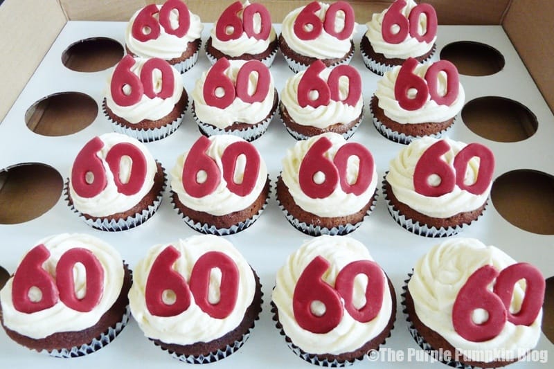 Red and White 60th Birthday Cupcakes