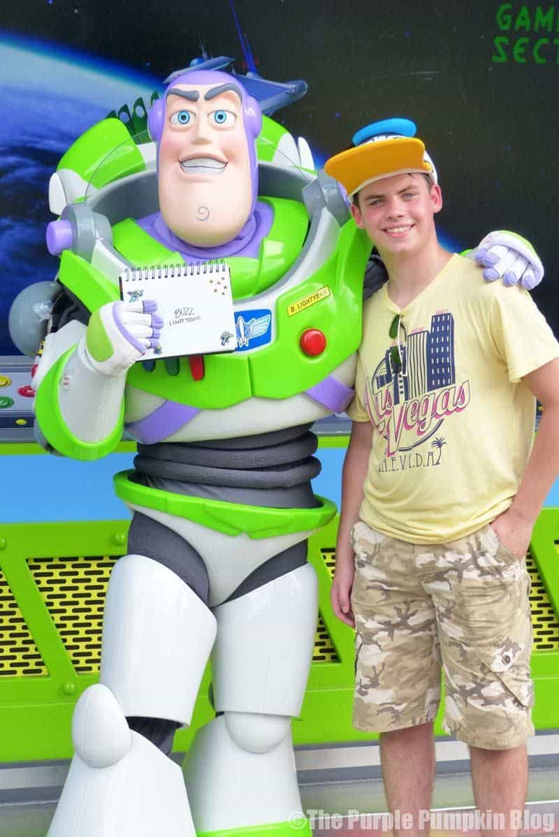 Liam meeting Buzz Lightyear at Magic Kingdom
