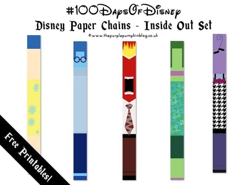 Disney Paper Chains - Inside Out Set. A FREE printable - perfect for party decorations or use as a countdown for a Disney vacation! So many other great printables on this site too!