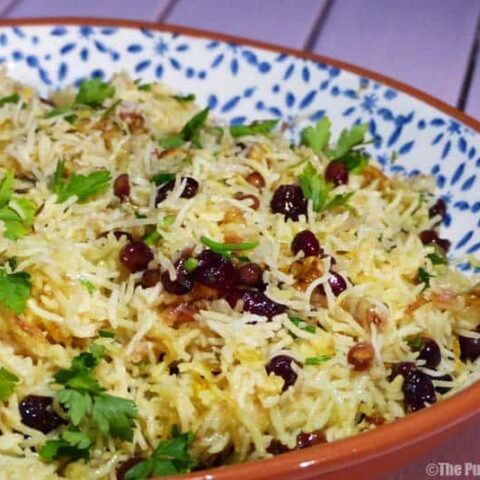 Jewelled Persian Rice with Pomegranates, Walnuts and Parsley