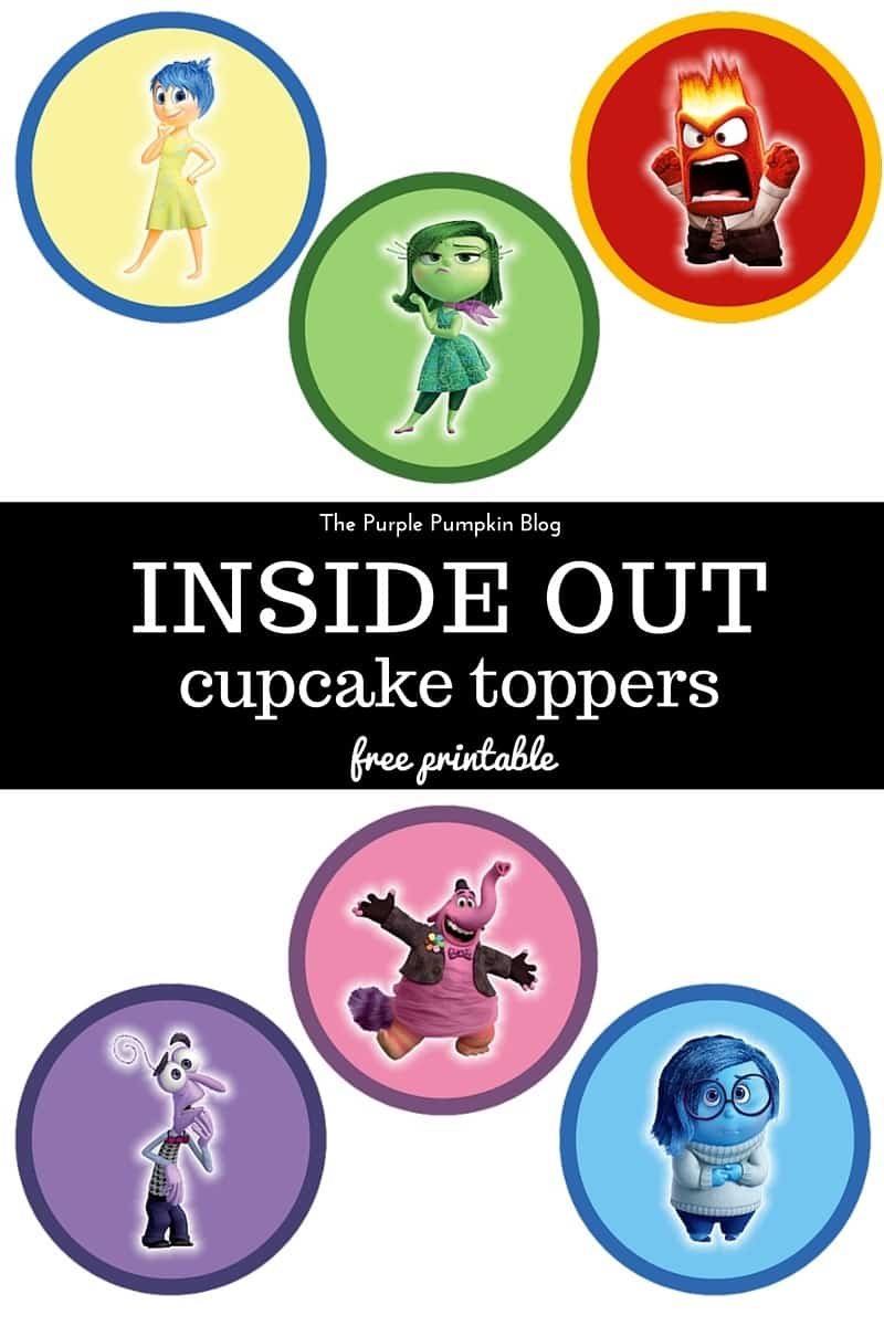 Inside Out Cupcake Toppers - Free Printable. These are AWESOME for a Disney Pixar Inside Out themed birthday party! Just print and cut as many as you need! Plus loads more awesome free Disney printables on this site!