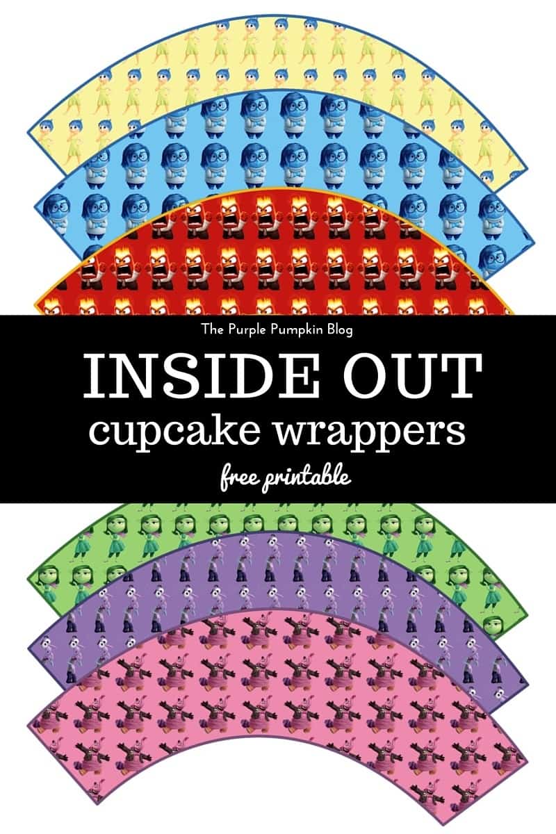 Inside Out Cupcake Wrappers - Free Disney Pixar Printable. These are AWESOME for a Disney Pixar Inside Out themed birthday party! Just print and cut as many as you need! Plus loads more awesome free Disney printables on this site!