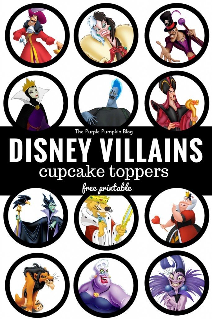 Disney Villains Cupcake Toppers - Free Printables. Plus loads more Disney printables on this blog!