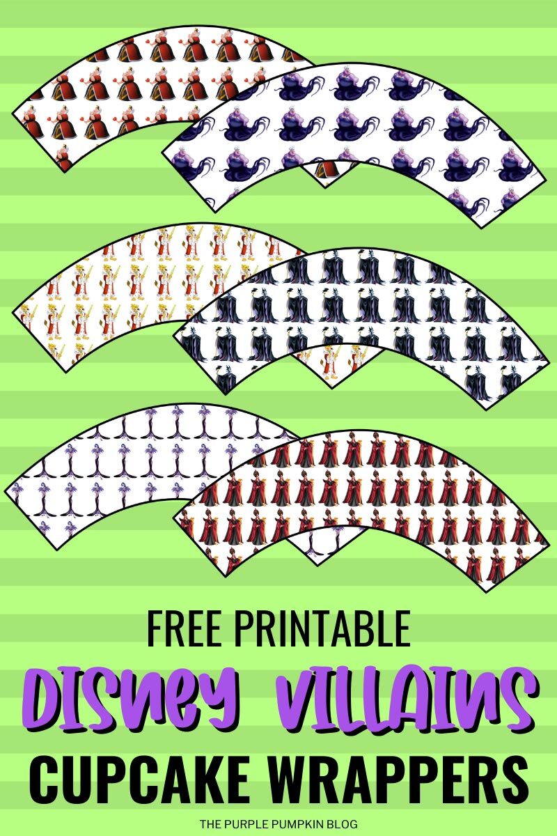 Free Printable Disney Villains Wrappers for Cupcakes