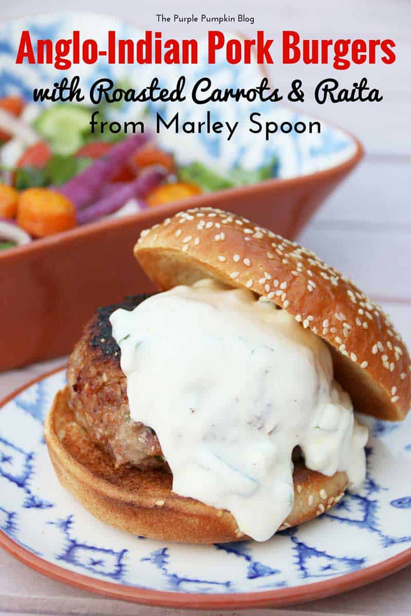 Anglo Indian Pork Burgers with Roasted Carrots and Raita