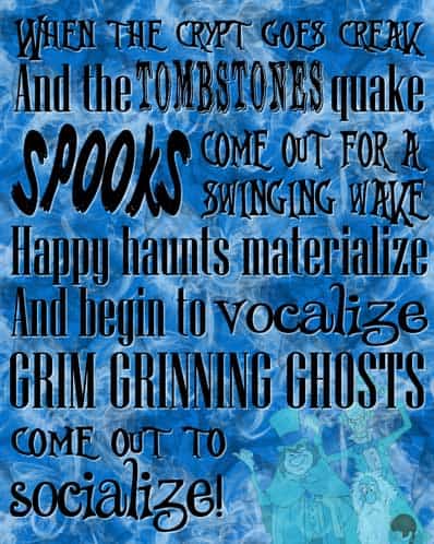 Grim Grinning Ghosts - The Haunted Mansion Poster - Free Printable (Blue)