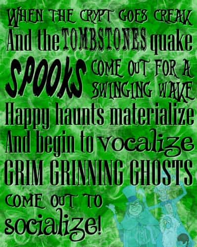 Grim Grinning Ghosts - The Haunted Mansion Poster - Free Printable (Green)