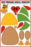 Free Printable Build A Rooster - Fun Farm Animals Series! Just print, cut, and build a rooster! Great for kids to help with cutting, sticking, and learning about animals.