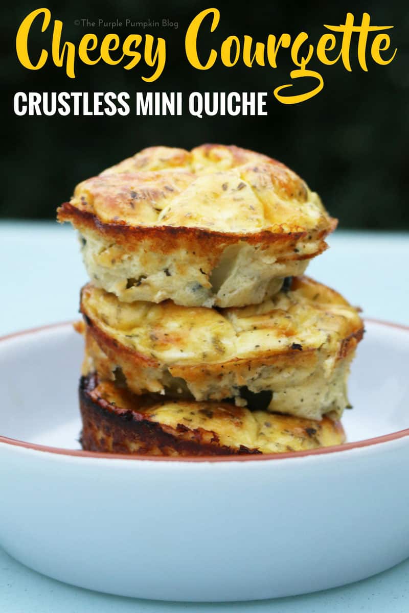 Cheesy Courgette Crustless Mini Quiche. These are made with a cheesy egg filling and fried courgettes, and make a great meal prep / make ahead breakfast, snack, or picnic food.