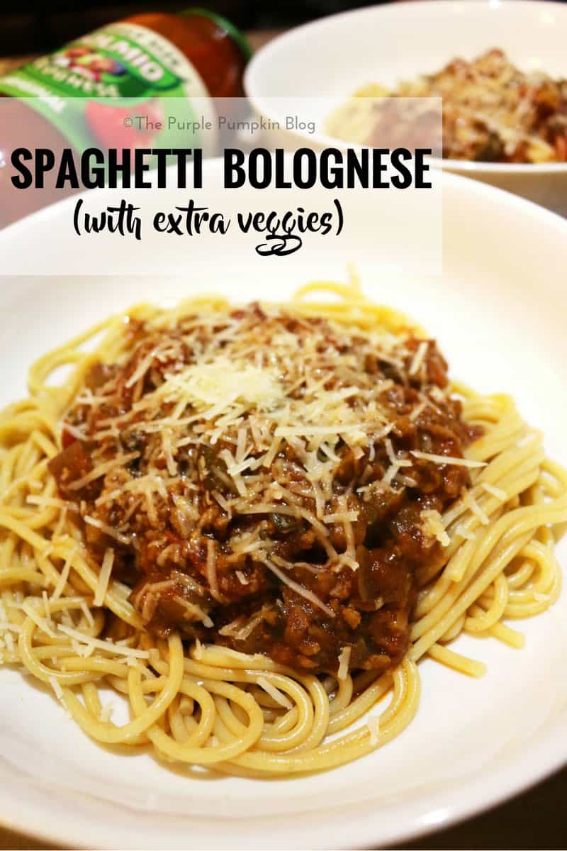 Spaghetti Bolognese with Extra Veggies, add extra vegetables to your bolgonese sauce to make the meat go a bit further! A filling and thrifty mid-week dinner!