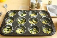 Cheesy Courgette Crustless Mini Quiche - courgettes in muffin tin