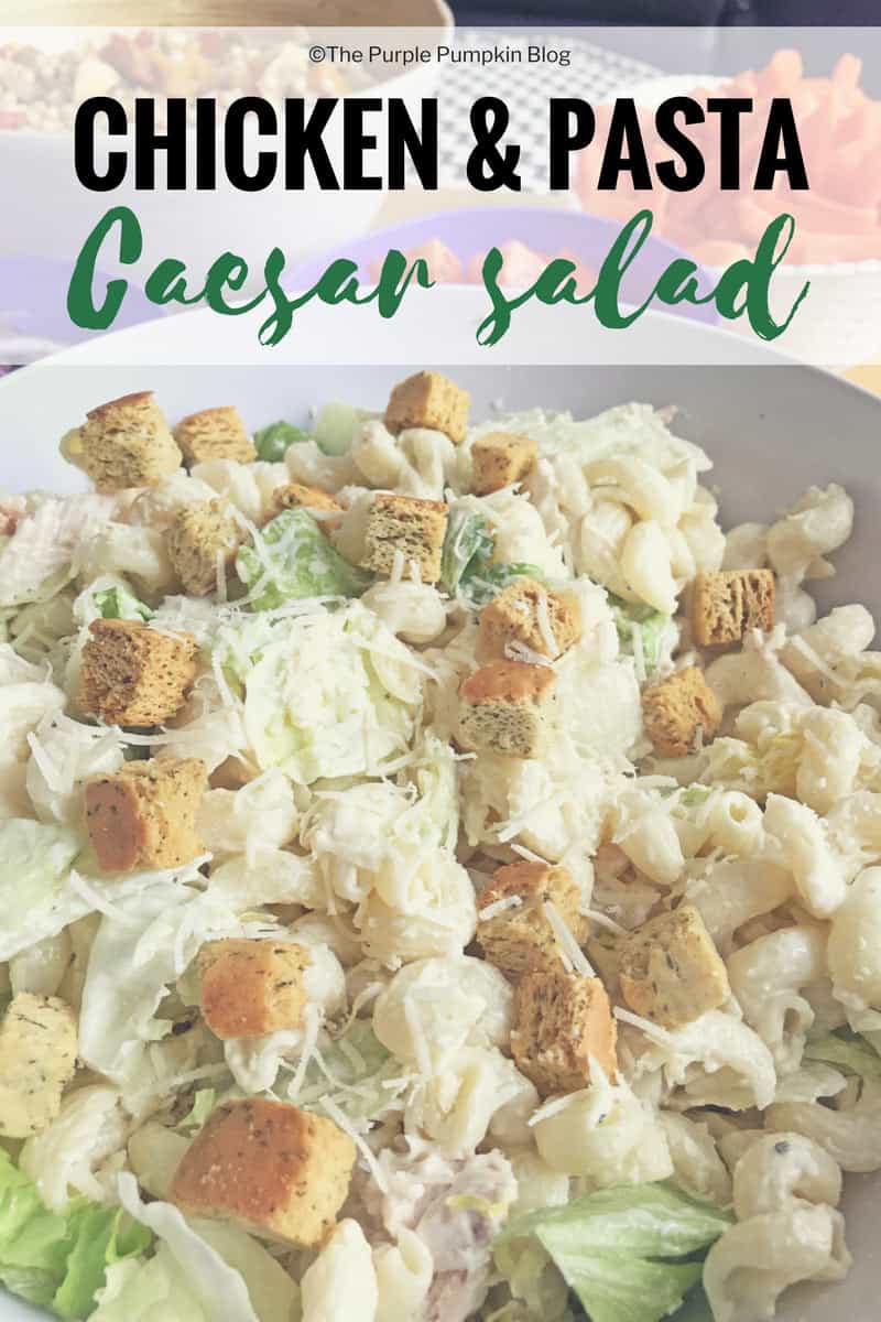 Chicken & Pasta Caesar Salad. Use ready cooked chicken, and your favourite brand of Caesar dressing to make this delicious, quick, and easy salad!