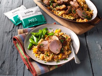 Pork in Coffee-Chipotle Marinade with Vegetable Rice