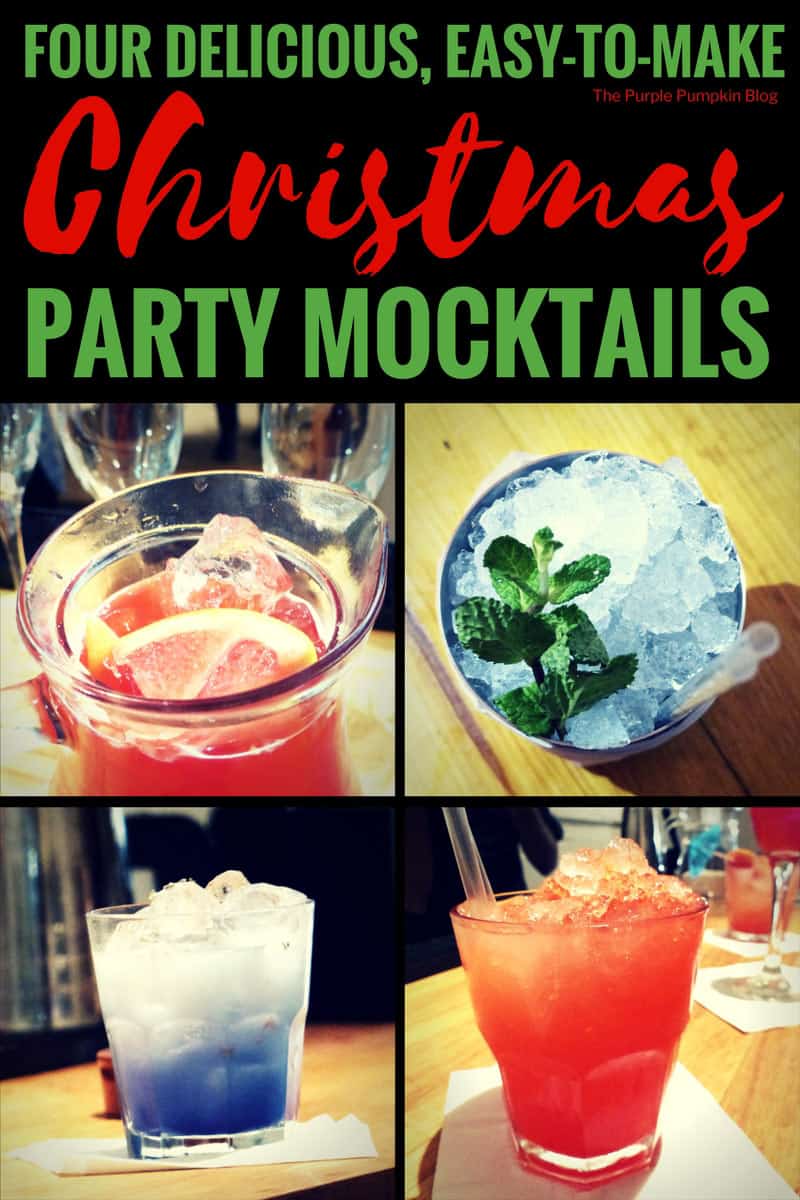 Four Delicious, Easy-To-Make Christmas Party Mocktails! If you're throwing a Christmas Party, and need some fabulous non-alcoholic drinks for the non-drinkers, minors, or for those who have maybe drunk a bit too much booze this festive season, why not try one of these yummy Christmas Party Mocktails? Make one, or make a whole pitcher full!