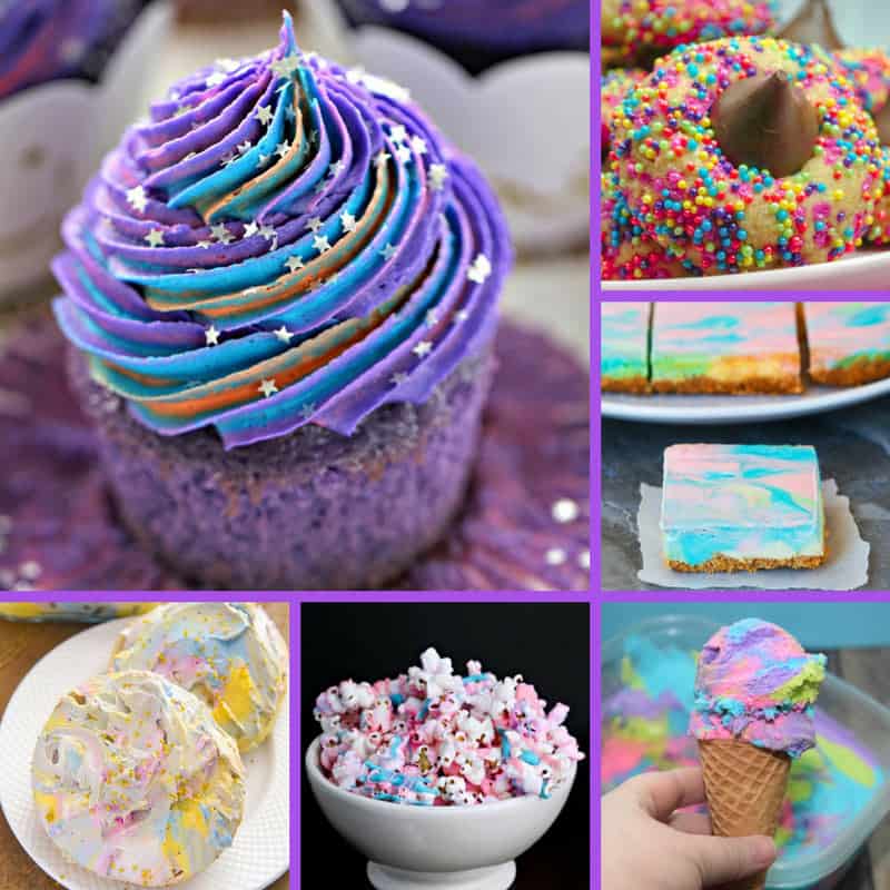 25+ Unicorn Recipes! Is there anything more magical than unicorn themed food? I don't think so! This roundup of unicorn recipes is a great place to start if you're throwing a unicorn themed party, or if you just want to make meals and treats all that more enchanting! Includes cupcakes, ice cream, fudge, beverages, and even grilled cheese!!