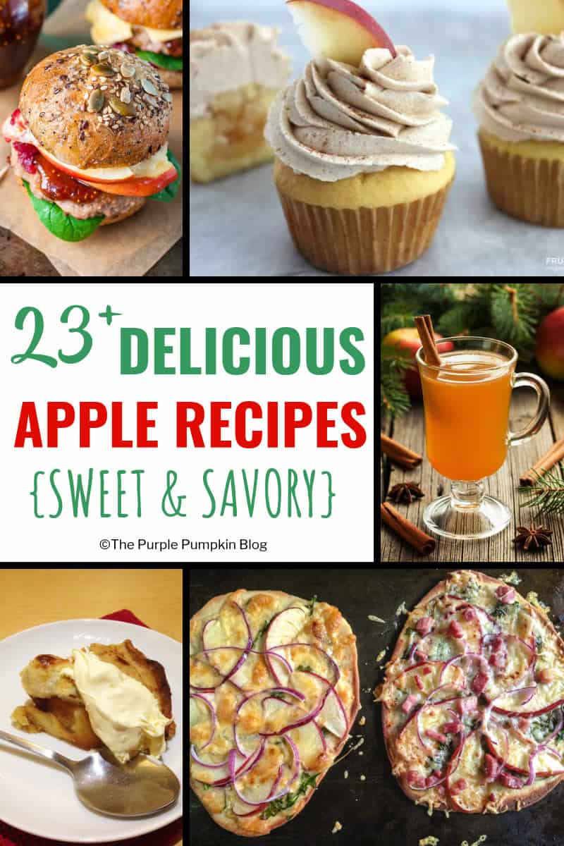 23+ Delicious Apple Recipes {Sweet & Savory} - Thanks to the wide variety of apples available, they make a great ingredient in both both sweet and savory dishes. These apple recipes include burgers, flatbreads, salads, beverages, pies, cupcakes and other sweet treats!