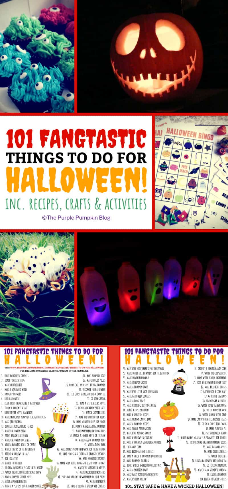 101 Fangtastic Things To Do For Halloween! This mega list of things contains so many ideas for Halloween, including recipes, crafts, activities, days out, and tons more! You won't be short on things to do for Halloween if you have this printable to hand!