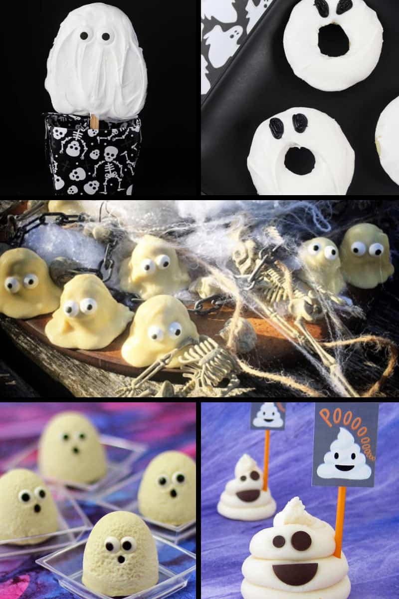 20 Great & Ghastly Ghost Recipes For Halloween! Included in this round up are lots of tasty ghost themed recipes, both sweet and savoury. Any of these ideas will make a hauntingly good addition to your Halloween celebrations!