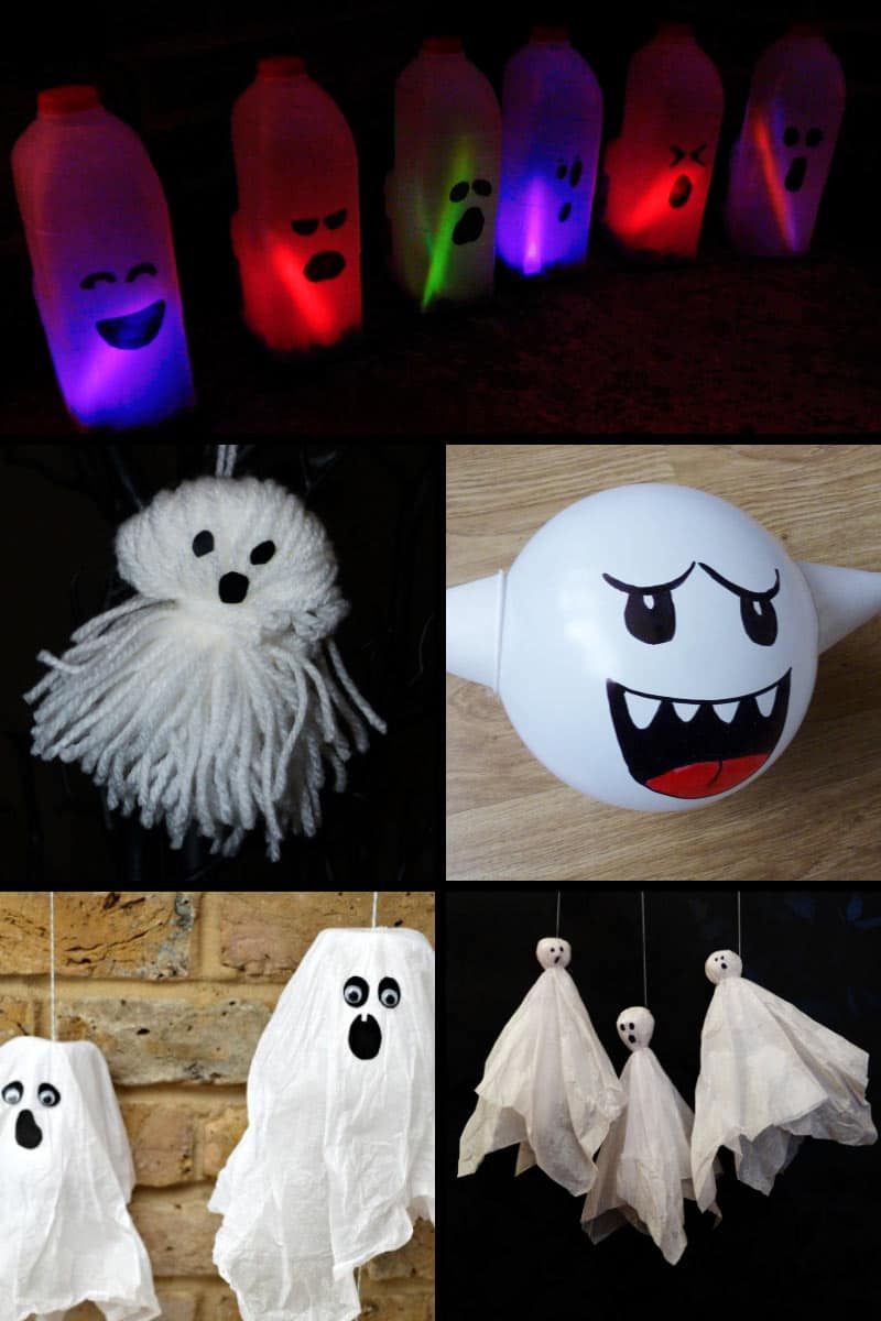 9 Spooky Fun Ghost Crafts! Included in this round up of spooky ghost crafts are paper crafts, recycling crafts, and super quick crafts - most of which are easy for kids to do either on their own or with supervision. Any of these crafts will make a hauntingly good addition to your Halloween celebrations!