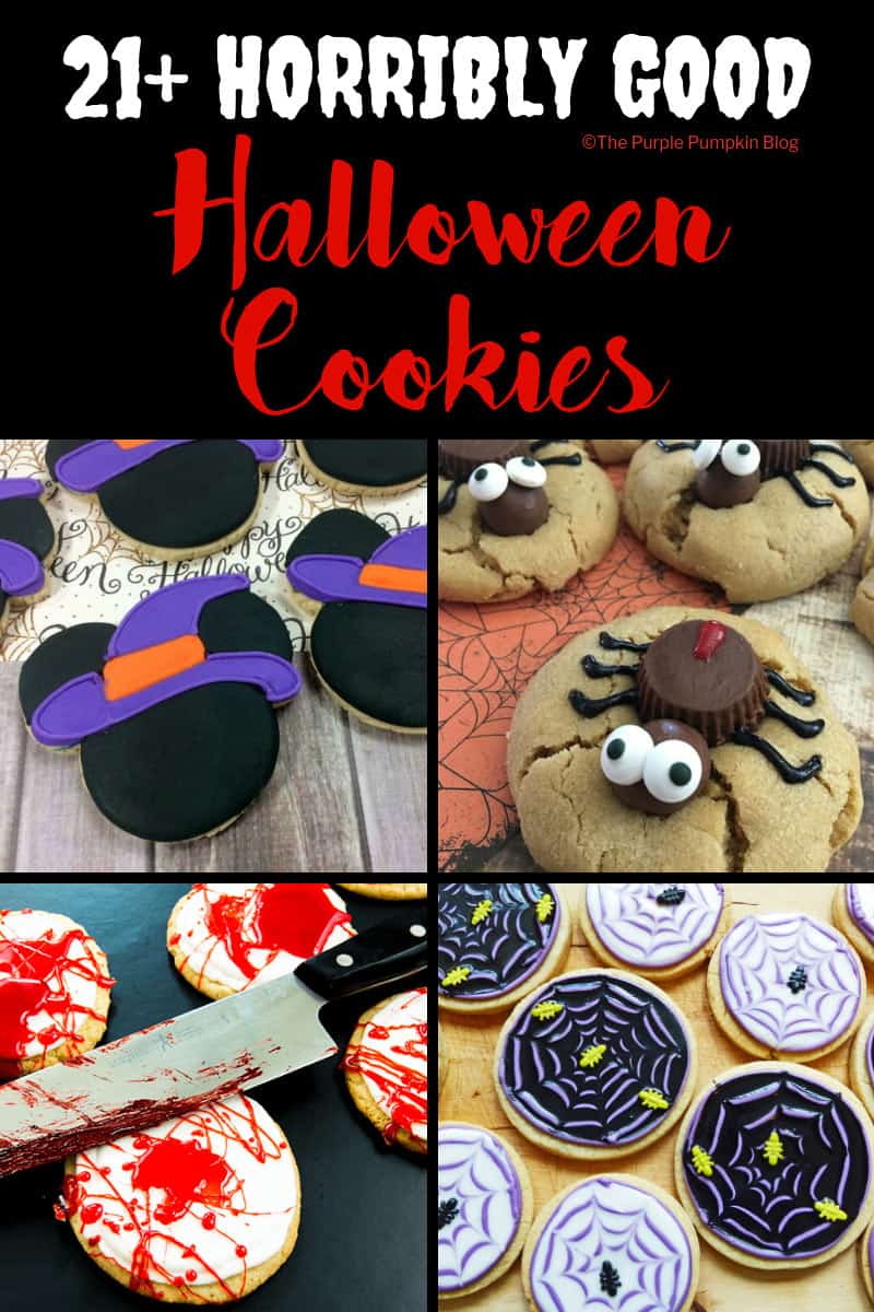 These 21+ Horribly Good Halloween cookies include Halloween cookie recipes that you bake from scratch, as well as cheat's cookies where you decorate store bought ones.