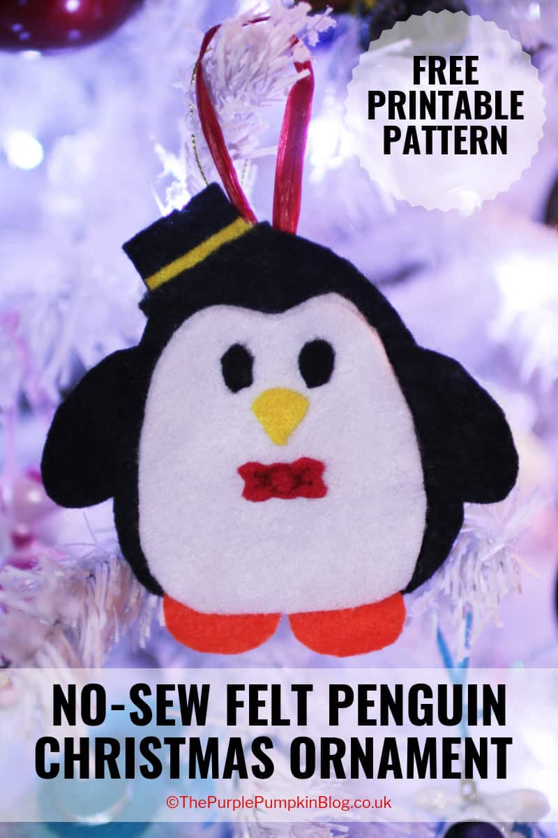 This No-Sew Felt Christmas Ornament Penguin is absolutely adorable, and so easy to make! With the Free Printable Pattern you can make a whole family of penguins to hang on your Christmas tree! All you need is some felt, glue and a piece of ribbon!