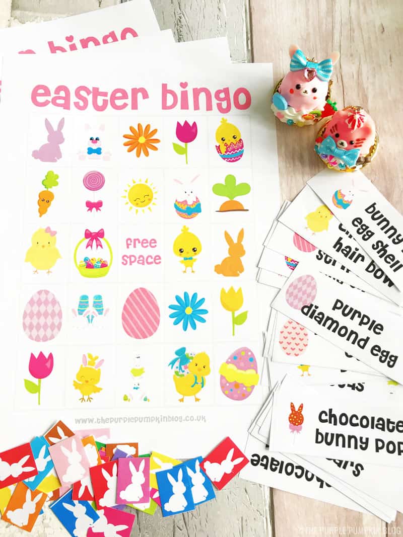 This Free Printable Easter Bingo Game has everything you need to play a fun game of bingo with the kiddos this Easter! #EasterBingo #FreePrintables #EasterPrintables #ThePurplePumpkinBlog #EasterBingoPrintable #BingoGame
