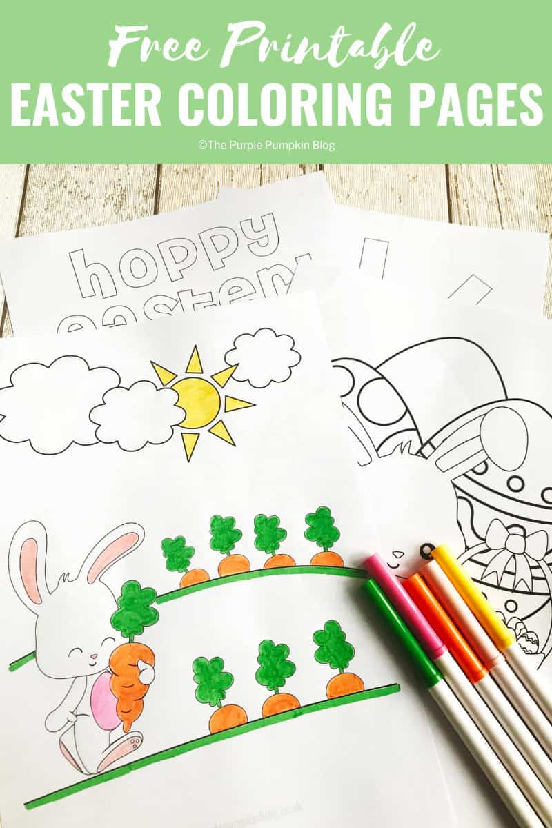 Keep the kids occupied while they are waiting for a visit from the Easter Bunny with these Free Printable Easter Bunny Coloring Pages. These Easter colouring pages are just adorable - kids and grown-ups alike will love to color them in! Print as many as you need, and use your favourite art supplies - markers, crayons, pencils, or paints to bring them to life. #EasterBunnyColoringPages #EasterColoringPages #ThePurplePumpkinBlog