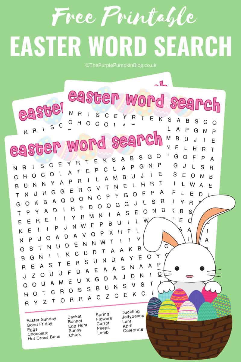 This Easter Word Search is one of the free printable Easter activities that you can download and print to keep the kids busy while they wait for the Easter Bunny! Find the 20 words in the grid to complete the puzzle. #FreePrintableEasterActivities #EasterWordSearch #ThePurplePumpkinBlog #EasterPrintables #FreePrintables