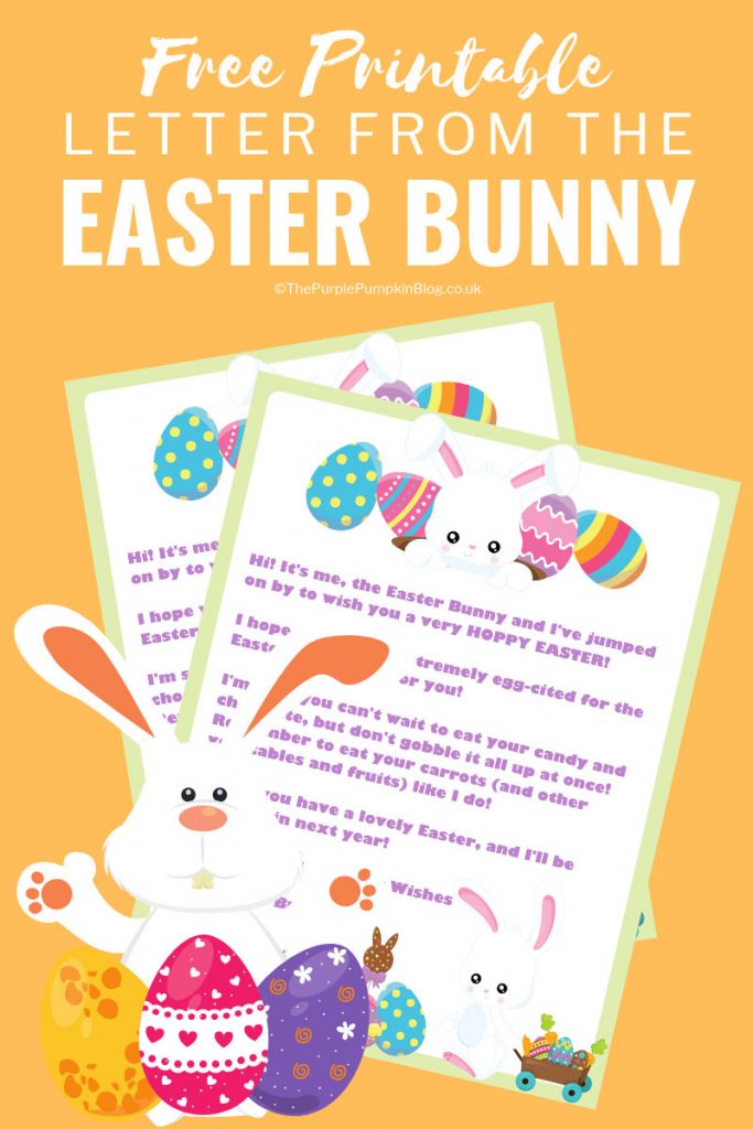 Digital image of Easter Bunny letter, with text overlay which says"Free Printable Letter from the Easter Bunny"