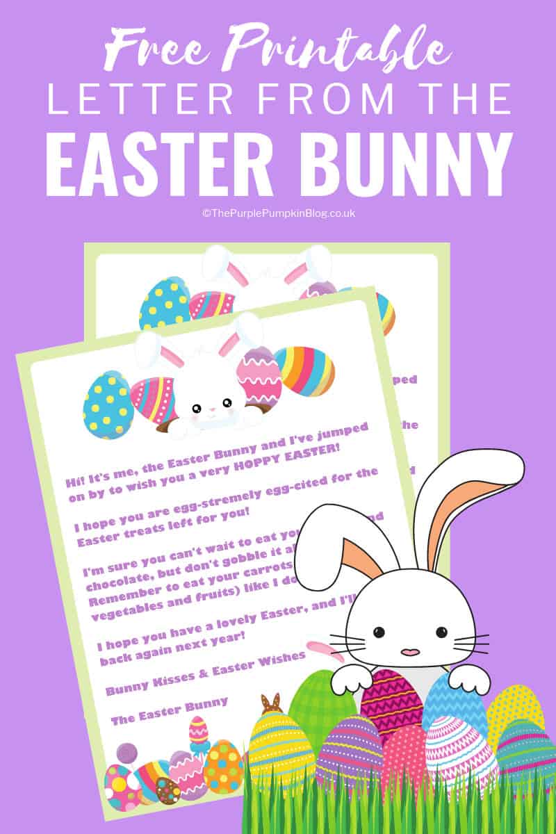 This Free Printable Letter from the Easter Bunny is perfect for placing inside Easter Baskets! #EasterBunny #EasterPrintables #ThePurplePumpkinBlog #FreePrintables