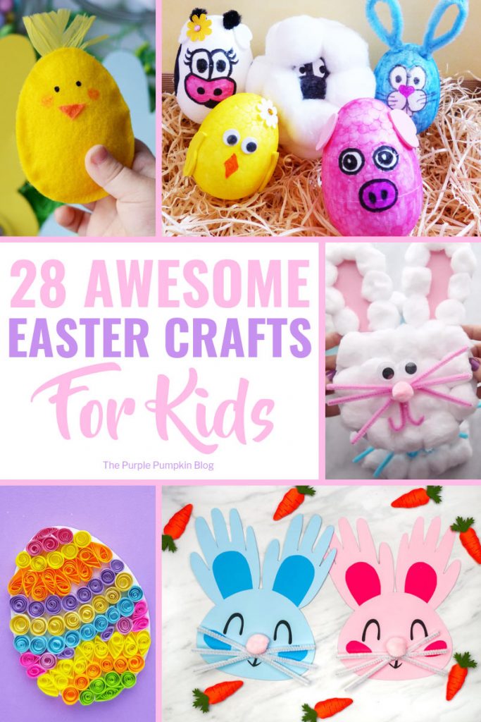 An awesome collection of fun Easter Crafts for Kids that will certainly keep the kiddos occupied and stave off cries of "I'm bored" as they wait for the Easter Bunny! The Easter crafts include egg decorating, card making, painting, food crafts, free printables and more! #EasterCraftsForKids #EasterCrafts #KidsCrafts #ThePurplePumpkinBlog