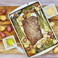 Sheet Pan Garlic Parmesan Steak with Asparagus