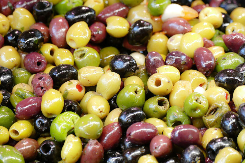 A selection of green and black olives