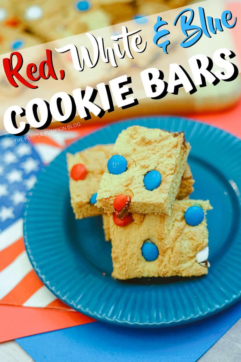 A blue plate with red, white & blue cookie bars