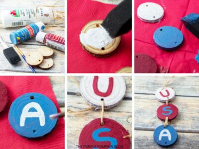 6 photo collage demonstrating how to make this wood craft