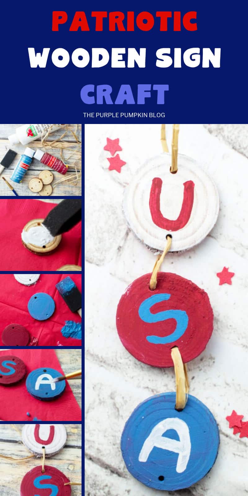 USA Wooden hanging sign with step-by step photographs
